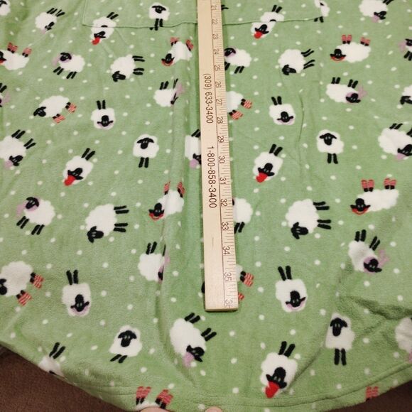 Intimate Essentials LARGE Sleep Dress Shirt Gown NWT Green Sheep Pocket - Picture 8 of 9